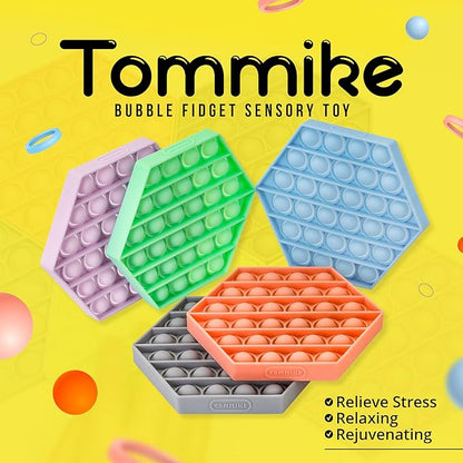 TOMMIKE Hexagon Push Pop Fidget Toy Bubble Sensory for Anxiety & Stress Relief Special Needs Autism Learning Office School Game Crafts Kids Adults (Green Ash)