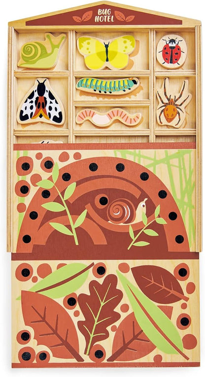 Tender Leaf Toys - The Bug Hotel - 13 Wood Garden Bugs with Shelving Unit and Front Panel - Made for Little Hands - Open-Ended Nature Play - Science Learning Toy for Boys and Girls - Age 3+