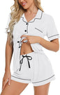 SWOMOG Womens Button Down Pajamas Set Short Sleeve Sleepwear Bride Soft Pj Lounge Sets XS-3XL