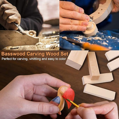 7Pcs Basswood Carving Blocks for Craft - Whittling Blocks for Beginner to Expert