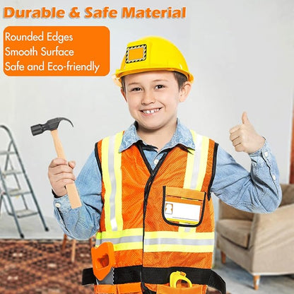 28 Pcs Kids Toy Tool Set Construction Party Supplies Plastic Pretend Play Accessory for Boys with Screwdrivers Pliers Axes Saws