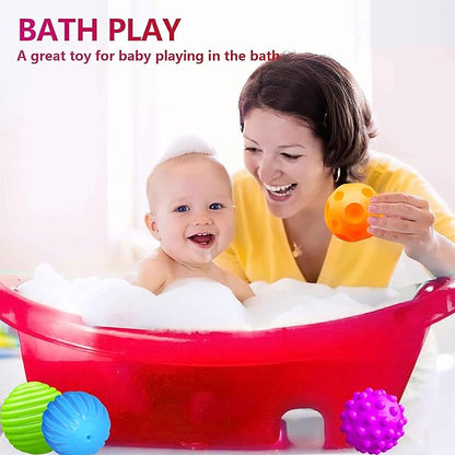 Montessori Toys for Babies 3 Months+, Baby Balls 3 to 12 Month for Babies & Toddlers 3M+, Textured Multi Ball Set Colorful & Soft Squeezy Sensory Toys. Stress Relief Balls for Infant (4 Pack)