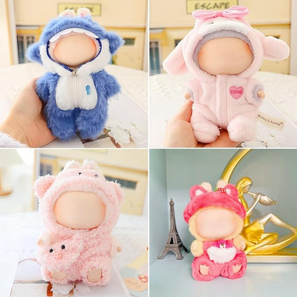 17cm Doll Clothes Set, Overalls Set for 6.7inch Doll Suit, Faking Animal Style Outfit Jumpsuit, Cute Fashion Dress Up Clothes Accessories for 1st/2nd/3rd Gen Dolls (Rabbit)