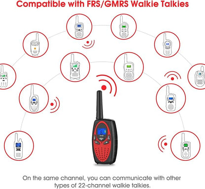 Walkie Talkies Long Range, Topsung M880 FRS Two Way Radio for Adults with Mic LCD Screen/Resistance Wakie-Talkies with Noise Cancelling for Men Women Outdoor Adventures Cruise Ship (Red 2 in 1)