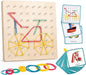 Wooden Geoboard with Rubber Bands, STEM Educational Toy for Spatial Reasoning and Fine Motor Skills Kids 3 Years+