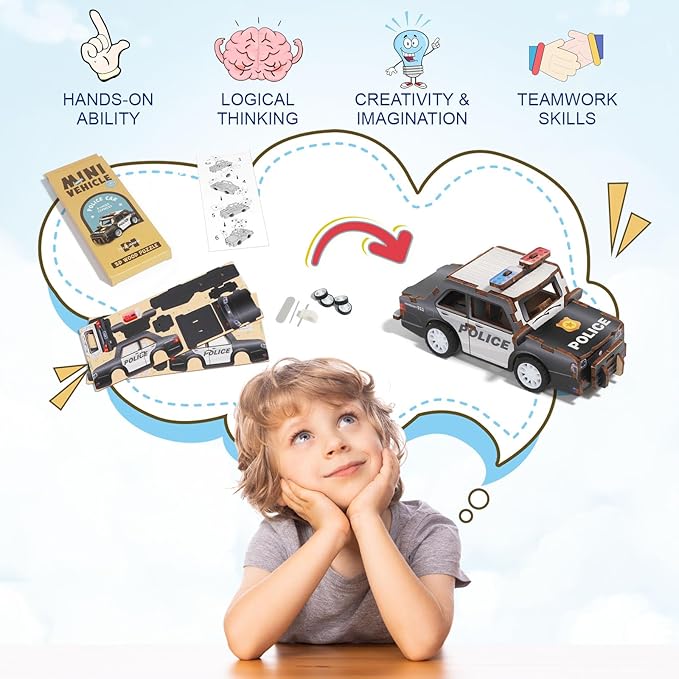 6 Pack 3D Wooden Puzzle Car STEM Kits, Science Kits for Kids Ages 5-12, Model Car Building Kits, 3D Puzzles for Kids, Educational Wooden Craft Gifts for Boys and Girls Age 4-12