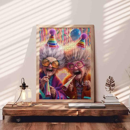 Colorful Party Grandma Theme Jigsaw Puzzle for Adults 1000 Pieces Large Puzzle Game for Students Fun and Laughter Party Scene 20X27 Inches Unique Gift Idea Home Wall Decor Relaxing Puzzle