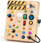 Joyreal Montessori Toddler Busy Board, 19 Led Wooden Sensory Board Educational Toy, Montessori Toys for 1-6 Year Old, Travel Toys Gifts for Toddlers Boys and Girls