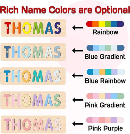 Name Puzzle for Kids Personalized, Montessori Educational Toys, Customized Wooden Puzzles for Toddlers 1-3, 1st Birthday Gift for Boys and Girls, Easter Basket Stuffer