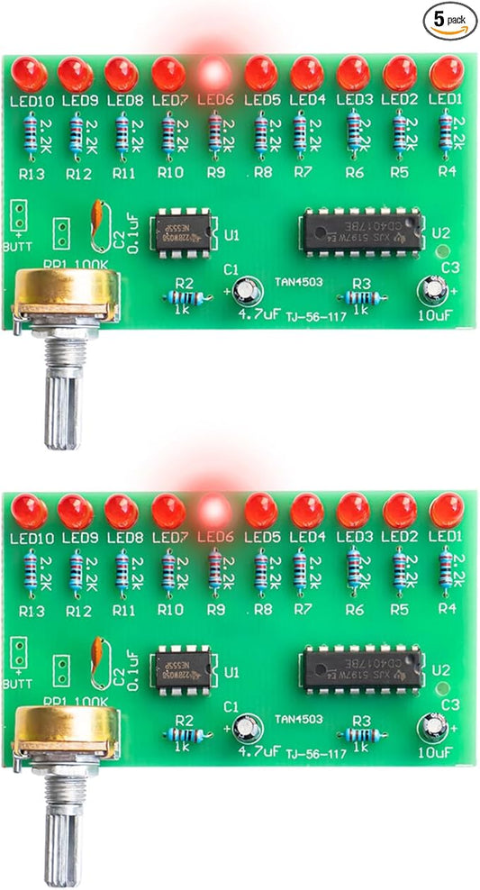 2pcs Ten-way LED Adjustable Speed Running Lights Soldering Practice Kit Electronic Hobby Kit Adult