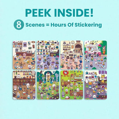 Cupkin Llama Sticker Book Activity for Kids, Toddler Airplane Travel Essentials, 500+ Llama Stickers for Kids + 12 Scenes + 12 Coloring Book Pages, Animal Lover Gift, Children's Crafts Ages 2-8
