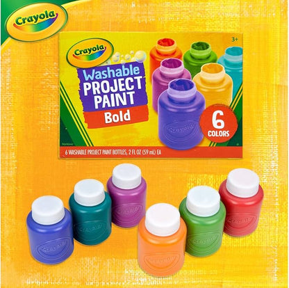 Crayola Washable Kids Paint (6ct), Assorted Bulk Paint Set for Kids, Must Have Preschool Arts & Crafts Supplies, Nontoxic, Learning Activities for Toddlers