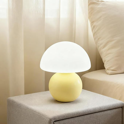 Aesthetic Room Decoration, Bedroom nightstand lamp, Yellow Mushroom Table lamp, Small lamp, Warm Light ambiance, Special lamp for Bedtime Reading/Nighttime Navigation