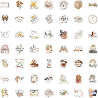 100PCS Boho Inspirational Stickers, Vintage Motivational Aesthetic Stickers for Women Adults Kids Teen Teachers, Retro Vinyl Waterproof Positive Decals for Laptop Water Bottles Phone Scrapbook