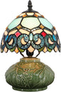 Small Tiffany Lamp Mushroom Table Lamp, Mini Stained Glass Desk Light Memory Sympathy Ceramic lamp 8X11 Inch (Sapphire Style)