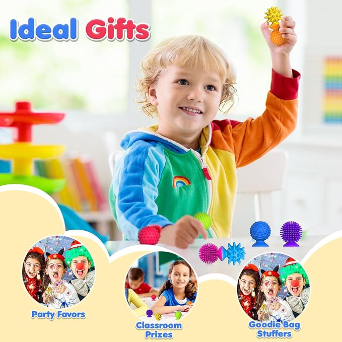 Sensory Fidget Toys Kids Adults: 16 Pack Textured Suction Toys for Autism Kids Calming - Quiet Anxiety Fidgets for Classroom Prize - Calm Down Toy for Girls Boys - Gifts Christmas Stocking Stuffers