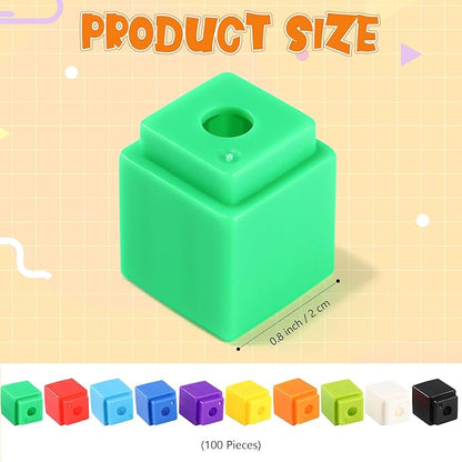 100 pcs red Linking Cubes for Math Counting Cubes manipulatives Plastic Counting Block Manipulative Learning Supplies for Educational Activities (Red)