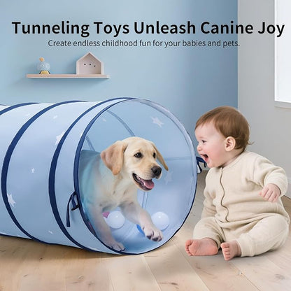 SweHouse Peachskin Fabric Tunnel for Toddlers: 69" x 18" Baby Crawl Tunnel - Indoor & Outdoor Toys for Toddlers - Birthday Gift for Boys & Girls - Obstacle Training for Dogs