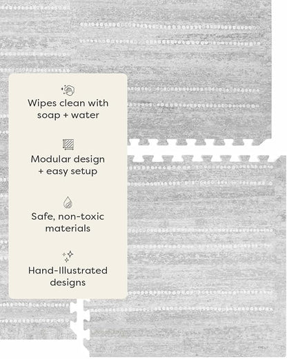 House of Noa Baby Play Mat – 4'x8' Dove Aspen – Set of 8 Tiles – Cushioned EVA Foam Play Mat for Floor, Soft Interlocking Baby Crawling Mats for Hard Floors