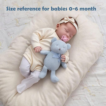 100% Organic Cotton Baby Toys Blue Teddy Bear 6.5" Stuffed Animals for Newborn