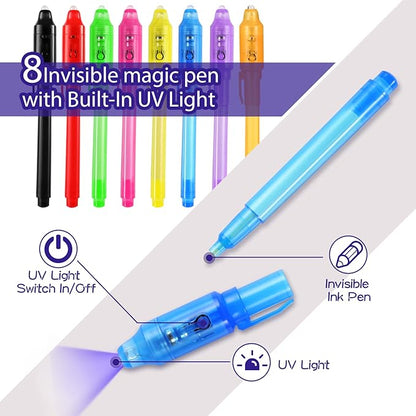 32Pcs Invisible Ink Pen, Spy Pen with UV Light for Kids Magic Party Favors, Magic Pens for Kid Writing Secret Message, Goodies Bags Toy, Kids Party Favors, Class Gift