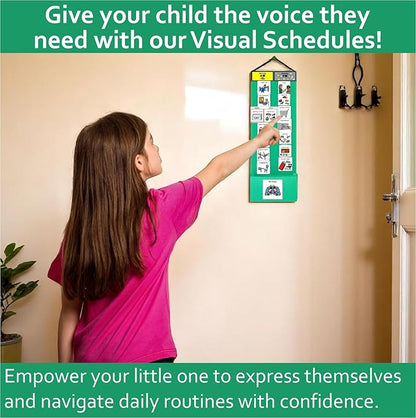 Visual Schedule & Chore Reward Chart –Daily Planner with 133 Picture Cards for Routines and Learning Structure at Home, School, Centers and in The Community –Great for ADHD & Autism Behavior Support.