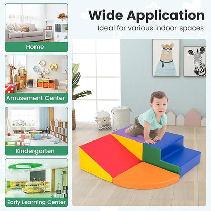 Costzon Climbing Toys for Toddlers, 4 Pieces Climb and Crawl Foam Kids Building Blocks for Children Development & Indoor Active Play, Soft Play Set for Newborn Infant Baby (Colorful)