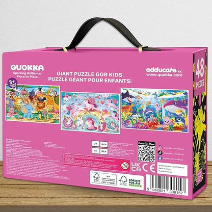 QUOKKA Floor Puzzles for Kids Ages 4–8 – 2x3 FT Giant Glow in The Dark Jigsaw – 48 Large Pieces – Magical Fantasy Unicorn Scene – Montessori Toy with Gift Box – Fun Learning Activity