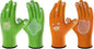COOLJOB Breathable Toddler Work Gloves for Gardening Boy Girl Ages 6-9 Large, Nylon Kids Garden Gloves with Grip, Children Yard Gloves for Digging Weeding Landscaping, Green & Orange, 2 Pairs