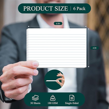 300 Count Index Cards 4x6 Flash Cards White Flashcards for Studying, Ruled 4x6 Index Cards, 10 Pack Notecards, Lined Index Card, Lined on Front, Blank on Back, 4 x 6 Card Stock Paper, White Card