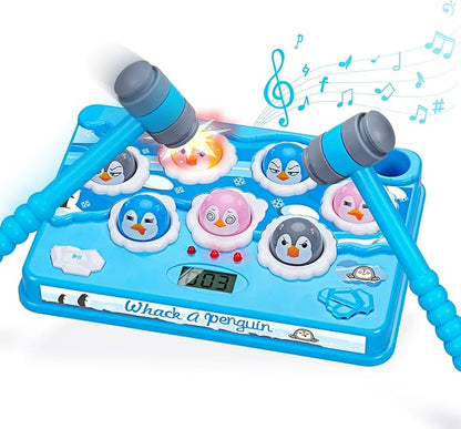 FS Pounding Toys, Penguin Pounding Game for Toddler, Interactive Music Toys for Kids Ages 3-5 Years Old Boys and Girls, Game Toy with 2 Hammers, 36 Levels