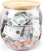 Large Clear Coin Bank Jar with Slotted Lid, Half Gallon Reusable Money Tip Change Savings Coin Jar for Coin or Raffle Ticket, Big Clear Money Coin Tip Piggy Change Bank Box for Adults Teens