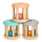 DUCKBOXX XX Montessori Infant Educational Toys, Natural Wood Rolling Rattle Toy, Early Learning Toy for Developing Fine Motor Skills and Color Recognition, for Ages 0m–2yrs (Burlywood Base - 3pcs)