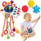 Baby Sensory Montessori Toys for 6-12-18 Months Sensory Balls Pull String Toys for Babies 0-6 Months Teething Developmental Travel Toy for 1 Year Old Boy Girl Birthday Gift 6-9-12 Month Old Infant Toy