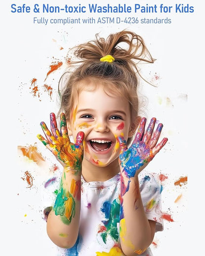 Nicpro 6 Colors Large Washable Paint Set (69 oz, 2040ml), Acrylic Bulk Paint Supplies Non Toxic Children Tempera Paint for Art, Craft DIY, Poster & Finger Paint, School, Home,Classroom