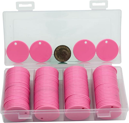 35MM with Holes, 120 Pieces per Box of Plastic Poker Chips - Perfect for Bar Activities, Teaching Games, and Customizable Accessories with Text.