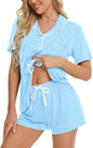 SWOMOG Womens Button Down Pajamas Set Short Sleeve Sleepwear Bride Soft Pj Lounge Sets XS-3XL