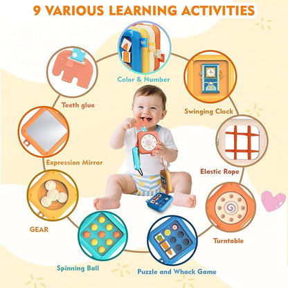 weirtoya Busy Board for 1 Year Old, Toddler Travel Toys for Toddler 1-3 Montessori Toys for 1 Year Old Travel Activities Cube Gifts for Baby Boy Girl My First Montessori Busy Board