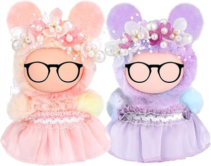 2 Pcs 17 cm Doll Clothes, Cute Exquisite Pink and Purple 6.7 Inches Gauze Skirt with Pearl Accessory Set for Doll Dress up (Excluding Dolls)