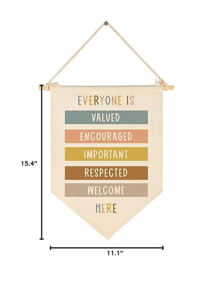 Everyone Is Valved-Classroom Decor-Classroom Poster-Playroom Decoration-Child Art-Teacher Present-Canvas Hanging Pennant Flag Banner Wall Sign Decor Gift-Birthday Christmas Gift