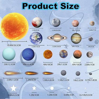 Solar System Wall Decals Glow in The Dark Stars, 965 PCS Stars and Planets Wall Stickers, Baby Nursery Glow Meteorite for Ceiling, Birthday Christmas Gift for Boys and Girls（Blue）