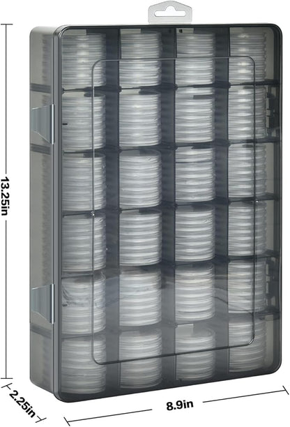 FULLCASE Coin Capsules 46mm with Foam Gasket and Plastic Storage Organizer Box, 6 Sizes (20/25/27/30/38/46 mm) Coins Collector Case Holder for Collection Supplies-168 Pieces(Light Grey)