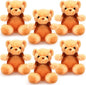 HyDren 6 Pcs Bear Stuffed Animal Plush Toys Soft Plush Dolls Bear Sleeping and Playing Toys for Baby Shower Decoration Boy(Short Plush,Brown)