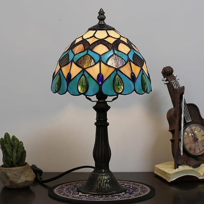 Tiffany lamp 8-inch Stained Glass lamp Suitable for use on Bedroom nightstands and can Also be Used as a Small Reading lamp in Living Rooms and Home Offices