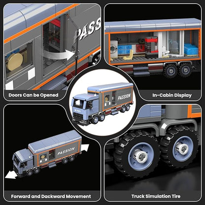 Mould King Heavy-Duty RV Truck Building Set, Realistic American Motorhome Truck Model for Kids Ages 8+, 24071 STEM Toy Vehicles with Detailed Interior, Display and Collection for Adult (615 PCS)