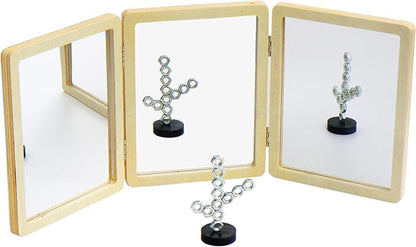Tummy Time Mirror with 3 Panels, Montessori & Reggio-Inspired, Light Table Accessory Mirror, Multi-Angle Observation Mirror for Science Classroom in Preschool & Kindergarten (Middle Size)