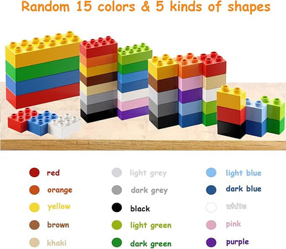 Building Blocks Set for Kids with Baseplate Big Building Bricks 101Pcs Classic Bulk Sensory Toy for Kids Toddlers Boys Girls 15 Random Colors Birthday Gift Compatible with Lego All Major Brand
