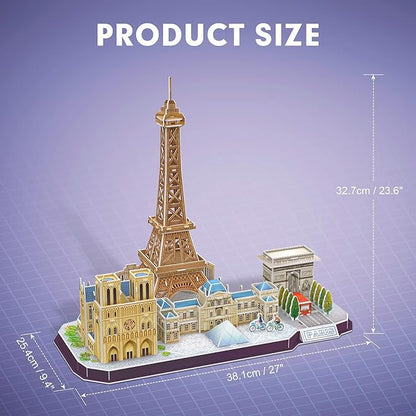 CubicFun 3D Puzzles for Kids Ages 8-10 12-14 Pairs Cityline Arts Crafts for Girls Ages 8-12 Architecture STEM Projects for Kids Ages 8-12, Toys Gifts for 8 Year Old Girls Eiffel Tower