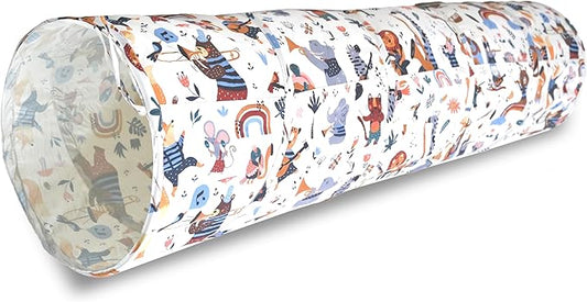 River & Aria Co Baby Play Tunnel - 6ft Indoor & Outdoor Pop Up Play Tunnel for Toddlers 2-6 - Interactive Hide-and-Seek Crawling Tunnels for Children (Animals Tunnel)