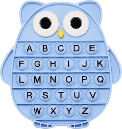 Fidget Toys for Kids, Owl Shaped Silicone Squeeze Sensory Toys, Alphabet Bubble Stress Anxiety Relief Relax Tools for Kids Adults School Classroom Gift Party Favors (Blue)